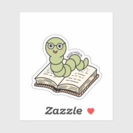 Book Worm Cute Bookish Book Lover Worm Sticker