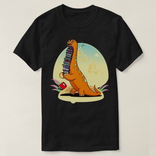 Book Worm Dino Dinosaur Library Librarian Reading T-shirt (Design voorkant)