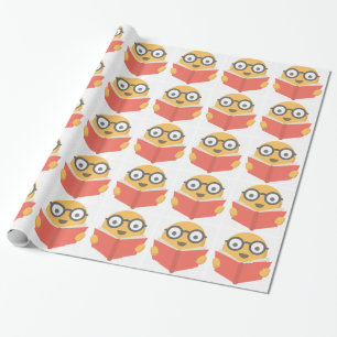 Book Worm Geek Cute Emoji Cadeaupapier