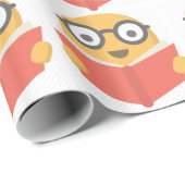 Book Worm Geek Cute Emoji Cadeaupapier (Rol Hoek)