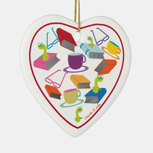 Book Worm Heart Ornament (Rechts)