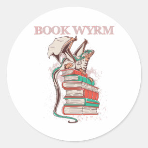 Book Wyrm Ronde Sticker