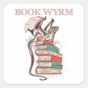 Book Wyrm Vierkante Sticker