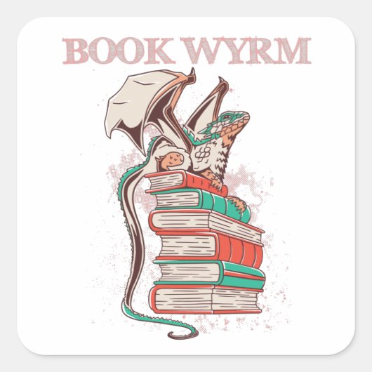 Book Wyrm Vierkante Sticker (Voorkant)