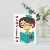 Bookachtig Storytime lezen Lady Librarian Gift Briefkaart (Staand voorkant)