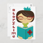 Bookachtig Storytime lezen Lady Librarian Gift Briefkaart (Voorkant / Achterkant)