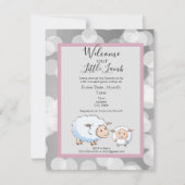 Bookah Roze, Grijs Lam Baby Meisje Douche Supplies Kaart (Voorkant)