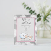 Bookah Roze, Grijs Lam Baby Meisje Douche Supplies Kaart (Staand voorkant)