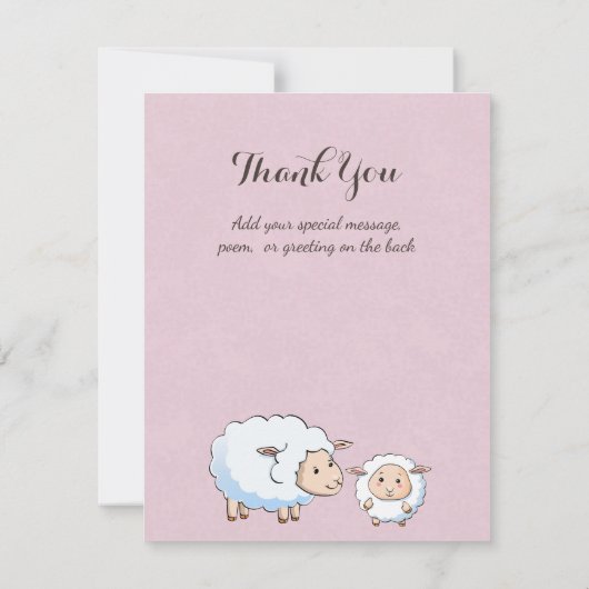 Bookah Roze, Grijs Lam Baby Meisje Douche Supplies Kaart (Achterkant)