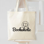 Bookaholic Funny Text Bookworm Book Lover Reading Tote Bag<br><div class="desc">Deze canvas tas maakt een groot geschenk voor boekliefhebbers,  met een handgeschreven tekst: "Boekhouding".</div>