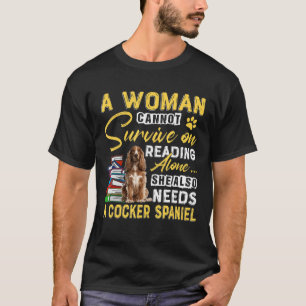Bookaholic Lady Cute Cocker Spaniel Mam Bookworm D T-shirt