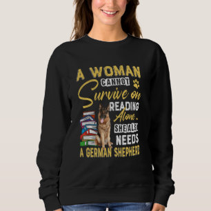 Bookaholic Lady Cute German Shepherd Mam Bookworm Trui