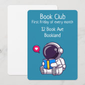 Bookclub astronaut groepsboeksessie uitnodiging (Voorkant / Achterkant)