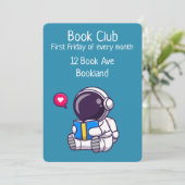Bookclub astronaut groepsboeksessie uitnodiging (Staand voorkant)