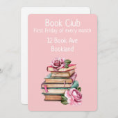 Bookclub romantische groepsvergaderingsuitnodiging kaart (Voorkant / Achterkant)