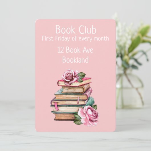Bookclub romantische groepsvergaderingsuitnodiging kaart (Staand voorkant)