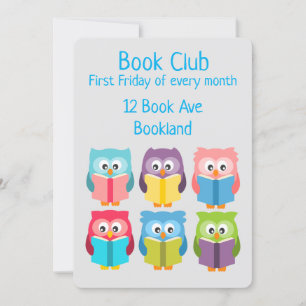 Bookclub uilen groepsboek sessie uitnodiging