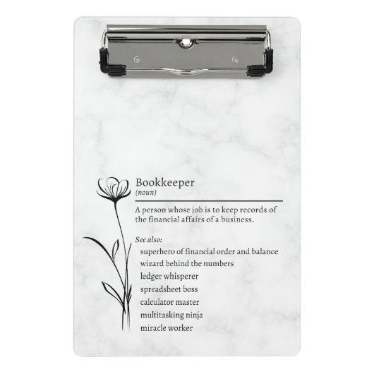 Bookeeper Definitie Grappig Synoniem Mini Klembord (Voorkant)