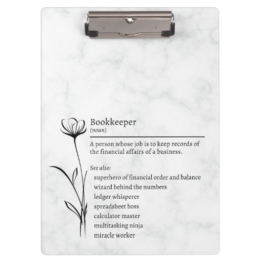 Bookeeper Definitie Grappige Synoniemen Klembord (Voorkant)