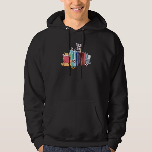 Bookend Kitten Cats Tea And Books Hoodie (Voorkant)