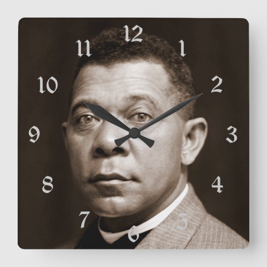 Booker T Washington African American Educator Squa Vierkante Klok (Voorkant)