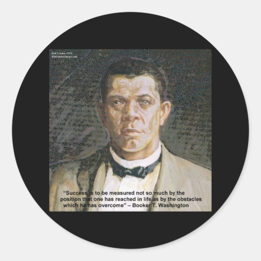 Booker T Washington & SuccesCitaat Ronde Sticker (Voorkant)