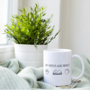 Bookful Cat Gift - Mijn behoeften zijn eenvoudige  Tweekleurige Koffiemok