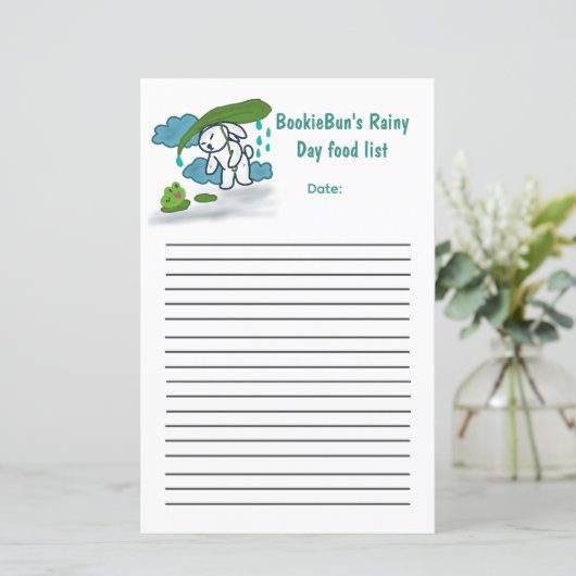 BookieBun regenachtige dag voedsellijst (Staand voorkant)