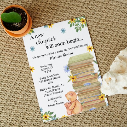 Bookish Beer Baby shower Invitation Kaart