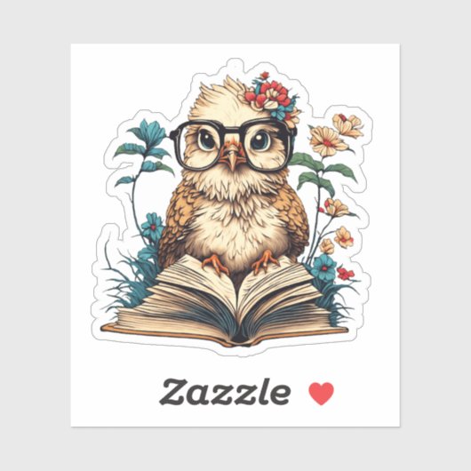 bookish bird sticker (Vel)