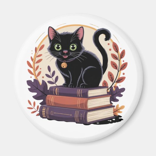 Bookish Black Cat – Kinderen magneet (Voorkant)