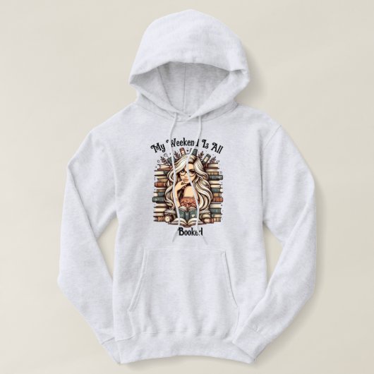 Bookish Bliss: Meisje te midden van boeken Hoodie (Design voorkant)