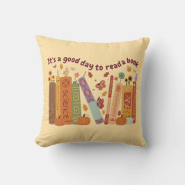 Bookish book Lovers, Orange Pumpkin & Fall Leaves Kussen