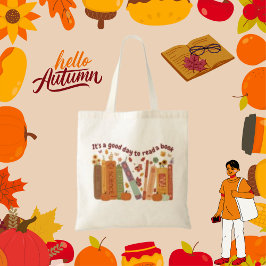 Bookish book Lovers, OrangePumpkin and Fall Leaves Tote Bag