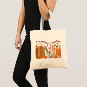 Bookish book Lovers, OrangePumpkin and Fall Leaves Tote Bag (Voorkant (product))