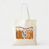Bookish book Lovers, OrangePumpkin and Fall Leaves Tote Bag (Voorkant)