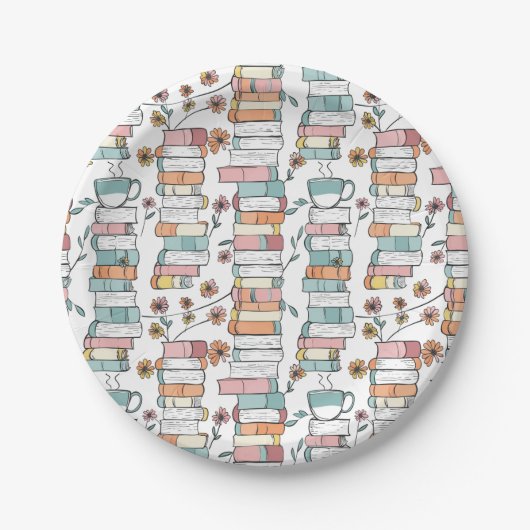 Bookish Books Pastel Pink Paper Plates Papieren Bordje (Voorkant)