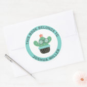 Bookish Cactus Dit boek behoort toe aan Ronde Sticker (Envelop)
