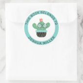 Bookish Cactus Dit boek behoort toe aan Ronde Sticker (Tas)