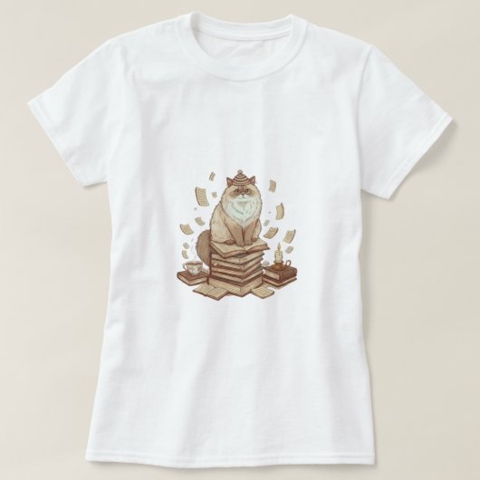 Bookish Cat Aesthetic T-Shirt (Design voorkant)