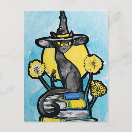 Bookish Cat Witch                                  Briefkaart (Voorkant)