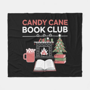 Bookish Christmas Candy Cane Book Club Bookish Fleece Deken