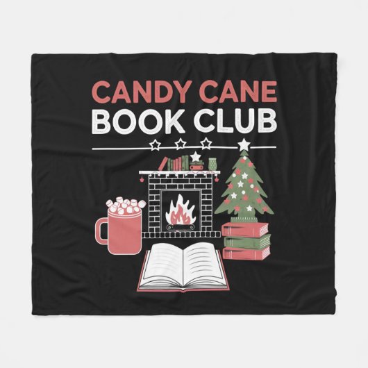 Bookish Christmas Candy Cane Book Club Bookish Fleece Deken (Voorkant (Horizontaal))