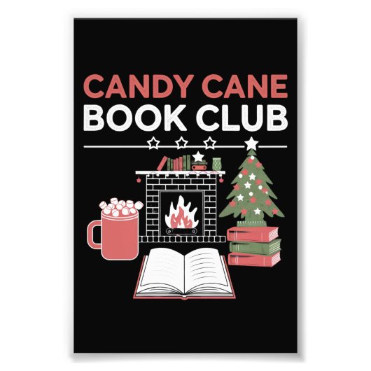 Bookish Christmas Candy Cane Book Club Bookish Foto Afdruk (Voorkant)