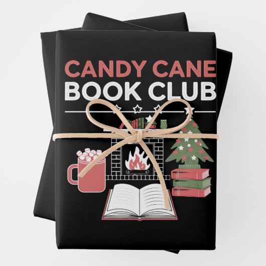 Bookish Christmas Candy Cane Book Club Bookish Inpakpapier Vel (In situ)
