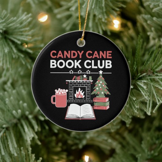 Bookish Christmas Candy Cane Book Club Bookish Keramisch Ornament (Boom)