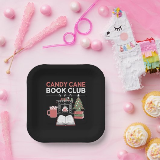 Bookish Christmas Candy Cane Book Club Bookish Papieren Bordje (Feest)