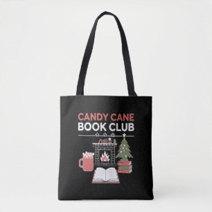 Bookish Christmas Candy Cane Book Club Bookish Tote Bag