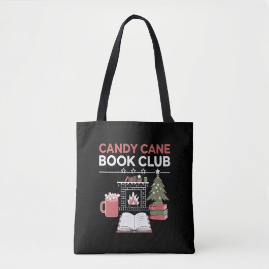 Bookish Christmas Candy Cane Book Club Bookish Tote Bag (Voorkant)