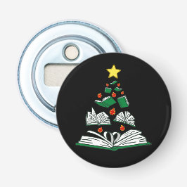 Bookish Christmas Tree III Button Flesopener
